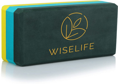 Wiselife Pro Yoga Brick (Regular Size), High Density Premium TPE Foam Material Yoga Blocks(Green, Blue, Grey Pack of 1)