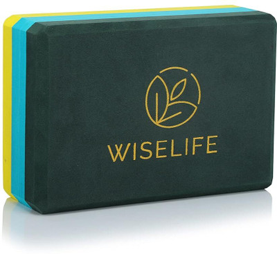 Wiselife Green Yellow Pro Yoga Block | Yoga Brick (Set of 1, Extra Large Size),TPE Yoga Blocks(Green Pack of 1)