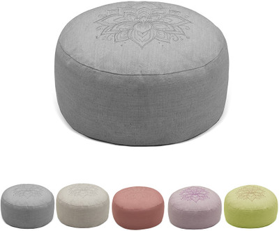 Sarveda Hi Zafu Lotus Embroidery Cushion Yoga Blocks(Blue Pack of 1)