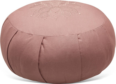 Sarveda Zafu Meditation Cushion | Lotus Embroidery | Rose Yoga Blocks(Pink Pack of 1)