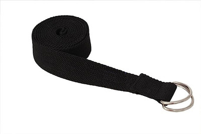 GSI Yoga Belt for Exercise, Durable Material with Adjustable D-Ring Cotton Yoga Strap(Black)