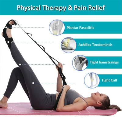 Quinergys Yoga Band for Pain Relief, Muscle Tension Polyester, Cotton Yoga Strap(Black)