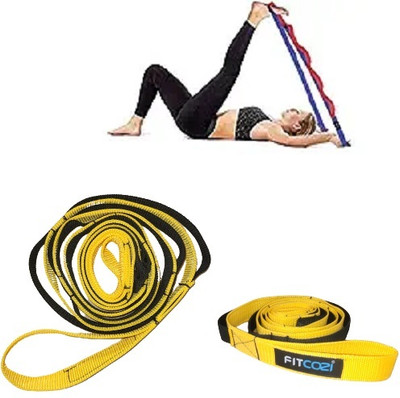 Fitcozi Yoga Bands for Yoga Exercise Fitness Rehabilitation Ligament Ankle Joint Polyester Yoga Strap(Black, Yellow)
