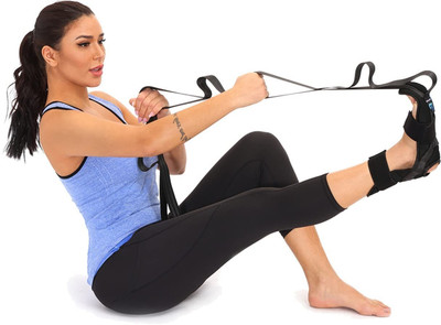 Quinergys Achilles Tendonitis Belt Band Stretch Polyester, Cotton Yoga Strap(Black)