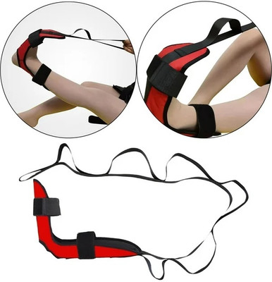Fitcozi Strap for Stretching Leg Stretcher with Loops Polyester Yoga Strap(Black, Red)
