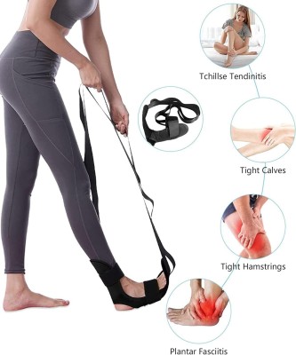 ASTOUND Stretching Strap, for Pain Relief Plantar Fasciitis Polyester, Cotton Yoga Strap(Black)