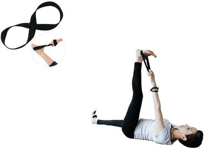 GSI 8-Shape Yoga Strap Revolution Sculpt Your Body and Mind Cotton Yoga Strap(Black)