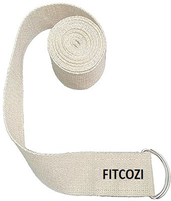 Fitcozi Yoga Strap / Stretch Band white colour with Extra Safe 2 D Ring Cotton Yoga Strap(White)