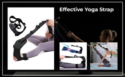 Quinergys Yoga Belt Strap for Stretching Ligament Polyester, Cotton Yoga Strap(Black)