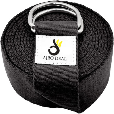AJRO DEAL Yoga Strap Stretching Belt | D-Ring Buckle Strap For Stretching, Yoga & Pilates Polyester, Cotton Yoga Strap(Black)