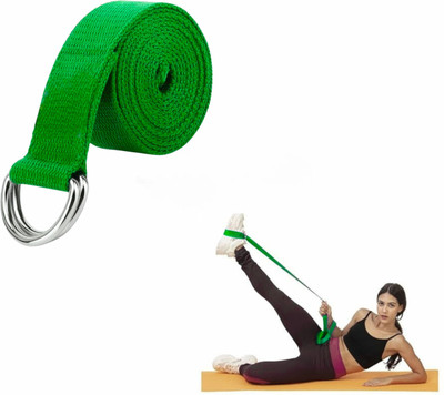 Shopeleven Yoga Belt for Men & Women Exercise Strap for Stretching Cotton Workout Band Cotton Yoga Strap(Green)