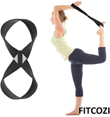 Fitcozi Yoga 8 Shape Strap for Men and Women For exercise and Yoga Poses Cotton Yoga Strap(Black)