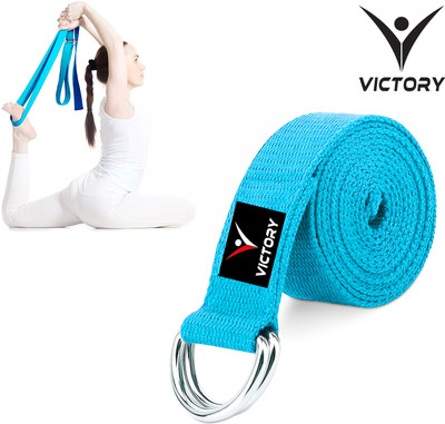 VICTORY Yoga Belt For Women & Men For Stretching Yoga Strap For Exercise & Workout Cotton Yoga Strap(Black)