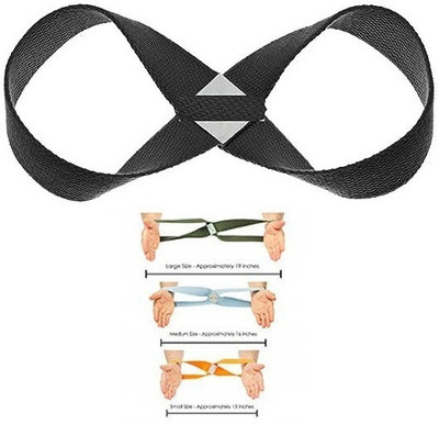 GSI Deeper Stretches and Stronger Workouts 8-Shape Yoga Strap Cotton Yoga Strap(Black)