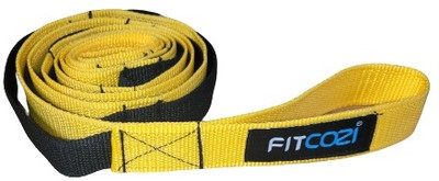 Fitcozi Strap/Stretch Bands/Belt 10 Loop Options with Extra Safe Adjustable Polyester Yoga Strap(Yellow, Black)