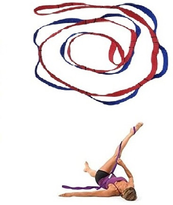 Fitcozi 10 Loops Non-Elastic Yoga Strap for Rehabilitation, Flexibility Polyester Yoga Strap(Blue, Red)