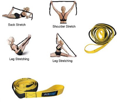 Fitcozi Belt for Women and Men Polyester Yoga Strap(Yellow, Black)