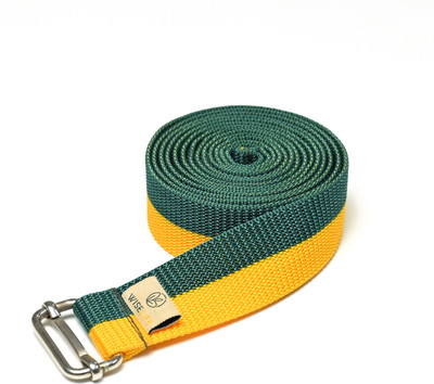 Wiselife Yoga Stretch Belt/Strap|Best for Daily Stretching, Physical Therapy, Fitness Cotton Yoga Strap(Green, Yellow)