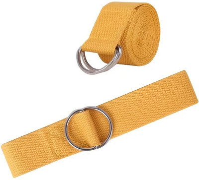 Fitcozi Yoga Strap, Adjustable D-Ring Buckle Cotton Exercise Strap Cotton, Polyester Yoga Strap(Yellow)