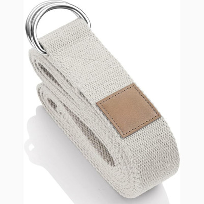 DE JURE FITNESS Organic Cotton Strap Best for Daily Stretching, Yoga, Physical Therapy, Fitness Cotton Yoga Strap(White)