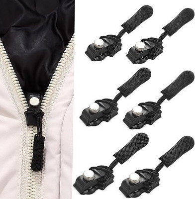 Elpenor Universal Zipper Repair Kit for Jackets Black Plastic Open-ended Replace Zipper Pull