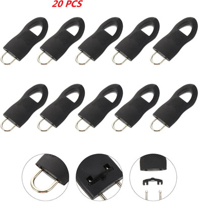 GLAMAXY 20 PCS Zipper Pull, Black Zipper Pull Replacement Kit Zipper Pull