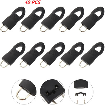 GLAMAXY 40 PCS Zipper Pull, Black Zipper Pull Replacement Kit Zipper Pull