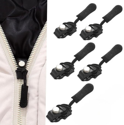 wagela Repair Kit, 5Pcs Instant Zipper Sliders with Nylon Pull Tabs Cords, Replacement Zipper Pull