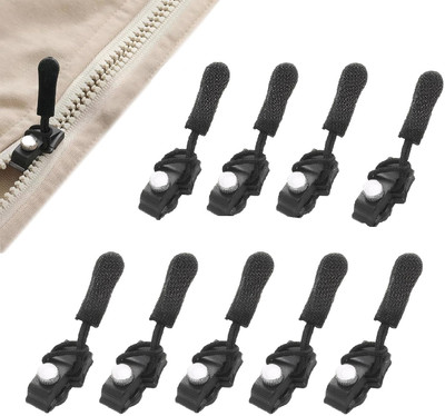avnish Universal Zipper Repair Kit for Jackets Black Plastic Open-ended Replace 9pc Zipper Pull