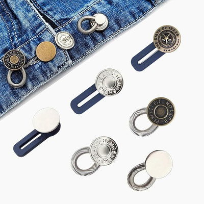 MOREL Adjustable Elastic Waist Buttons for Jeans (Pack of 2) Combo Zipper Pull