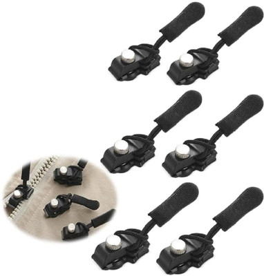 Vinishq Mini Adjustable Zipper Fasteners | Instant Fix Sliding Teeth Screw Zipper Head Black Metal Open-ended Zipper