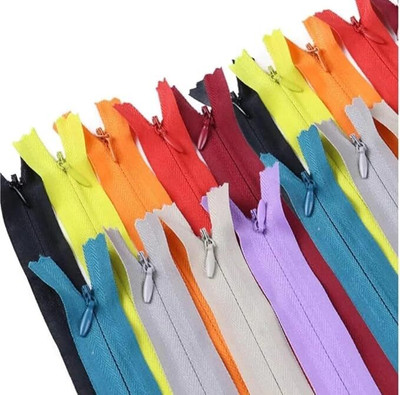 Crafts Haveli Pack of 6 Multicolor 16 Inch Nylon Concealed Zips for Tailoring & Clothing Multicolor Nylon Open-ended Zipper