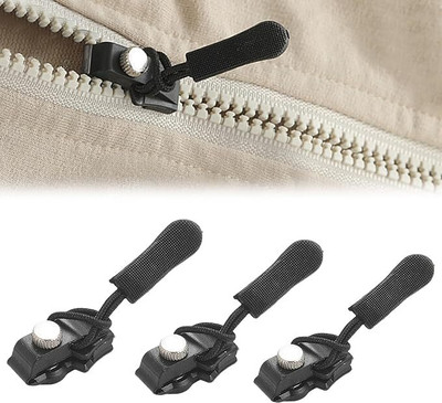 Khedu Fab Versatile Zipper Repair Kit With Metal Sliders Nylon Tabs Black Plastic Open-ended Zipper