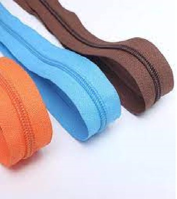 Togline 15 MTR ORANGE,SKY,COFFEE COLOR ZIP AND 10 SUN STAINLESS STEEL RUNNER, ZIP NO. 5 Multicolor Nylon Two Way Open-ended Zipper