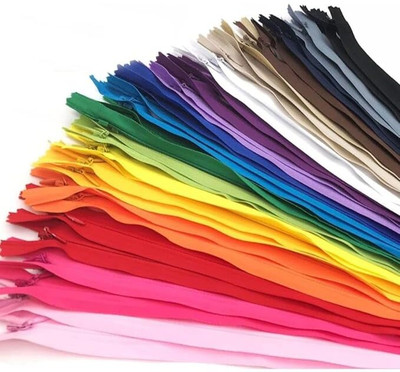 Crafts Haveli Pack of 24 Multicolor 16 Inch Nylon Concealed Zips for Tailoring & Dresses Multicolor Nylon Open-ended Zipper