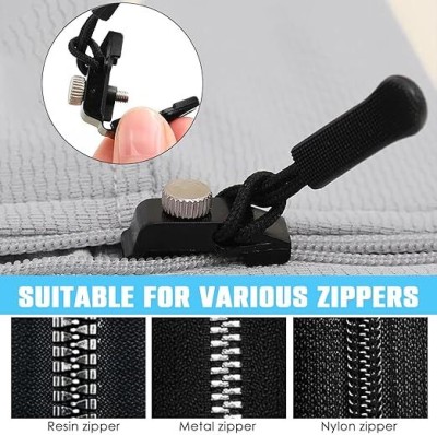 Sipzy 3 Sets Instant Zipper Repair Kit Zipper Pull Black Plastic, Metal Open-ended Zipper