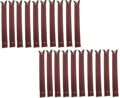 CHIMES Combo Polyester Auto-Lock 8-inches Zip for Dressmaking Craft Material Pack of 20 Maroon Metal Open-ended Zipper