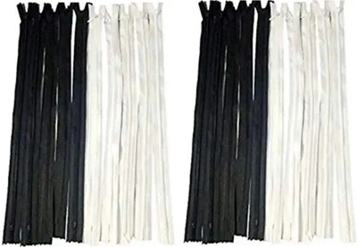 HBS 5 Black 5 white zips White, Black Nylon Invisible Zipper