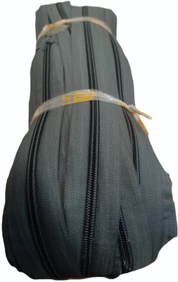 Togline ZIP NO. 5 AND 20 MTR GREY ZIP AND 10 sun STAINLESS STEEL RUNNER Steel, Grey Nylon Two Way Open-ended Zipper