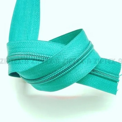 Togline ZIP NO. 5 AND 20 MTR LIGHT GREEN ZIP AND 10 sun STAINLESS STEEL RUNNER Steel, Green, Multicolor Nylon Two Way Open-ended Zipper