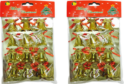 

Priyankish Christmas Tree 24 Golden Stars Hanging Ornaments Pack of 24
