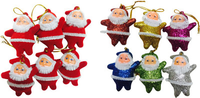 

Priyankish 6 RED & 6 GLITTER SANTA Combo Hanging Ornaments Pack of 12