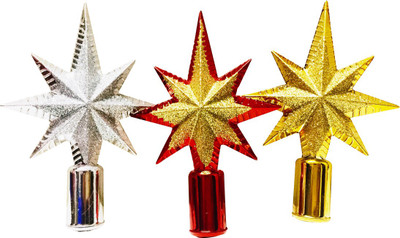 

Priyankish Christmas 3 Red-Gold-Silver Stars Topper Ornaments Pack of 3