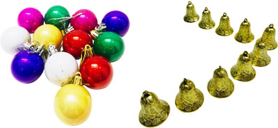 

Priyankish 12 Multi Balls & 10 Golden Stars Combo Hanging Ornaments Pack of 22