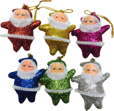

Priyankish Xmas Tree Glittering Santa Claus Hanging Ornaments Pack of 6