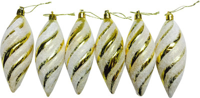 

Priyankish Christmas Tree Golden Colored Hanging Ornaments Pack of 6