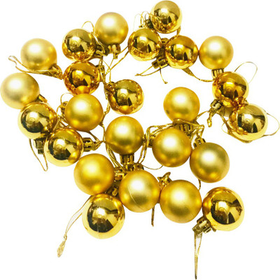 

Priyankish 24 Christmas Tree Golden Shining Balls Hanging Ornaments Pack of 24