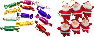 

Priyankish 12 Small Chocolates & 6 Red Santa Combo Hanging Ornaments Pack of 18