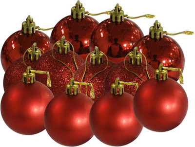 

Toygully Christmas Tree Decoration Red Hanging Ornaments Pack of 12