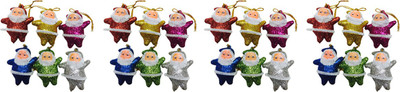 

Priyankish Christmas Tree 24 Multicolour Small Glitter Santa Combo Hanging Ornaments Pack of 24